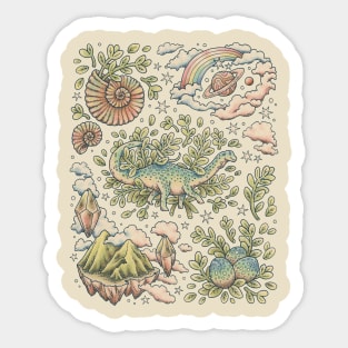 The Journey | Dinosaur Science Fantasy Art Sticker